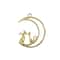 John Bead 26mm Gold Moon with Cats Beadwork Pendants, 4ct.